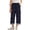 Navy, variant on Girls High Waist Striped Culottes Casual Summer Pants with Pockets Comfortable Straight Leg Trousers for Kids ( Size 11-12 Years)