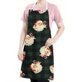 thumbnail image 5 of Green and Black Christmas Plaid Santa Apron-Garden Aprons for Women with Pockets-Cotton Linen Waterproof Kitchen Cooking Gardening Aprons Adjustable for Kitchen,Cooking,BBQ and Salon 32"x27", 5 of 7