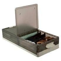 Home-Complete 15.8Gal Plastic Under Bed Storage with Wheels and 2-Sided Lid (Cream,Adult)