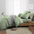 thumbnail image 2 of SGI Bedding 3 Piece Cotton Duvet Cover Moss Solid 600 Thread Count Twin, 2 of 7