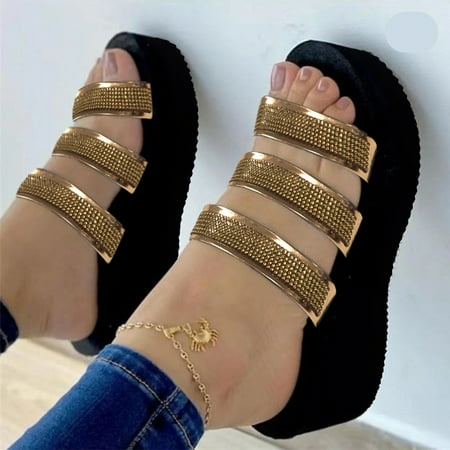 

Women s Ladies Fashion Casual Solid Open Toe Platforms Sandals Beach Shoes Black 6.35166