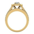 thumbnail image 3 of Diamond Wedding Ring Set Round Brilliant Diamond Cushion Halo Rings Split Shank 14K Gold 1.25 Carat (G,SI), 3 of 5