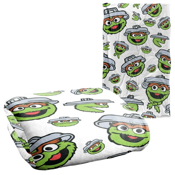 Sesame Street Oscar Face Pattern Officially Licensed Silky Touch Super Soft Throw Blanket 36" x 58"