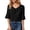 Black, variant on Women's Lightweight Knit Double Layer Ruffle Sleeve Summer Top Grey S
