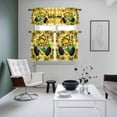 thumbnail image 5 of Yellow Sunflower Kitchen Curtains Valances and Tiers Set of 3 Welcome Gnome Green Bow Pastoral Plaid Tier Curtains and Valance with Rod Pocket for Small Windows, 27.5"x24", 5 of 9