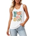 thumbnail image 4 of Wang6 Women Plus Size Loose Fit Tank Tops Causal Floral Printed Sleeveless Summer Tops Crew Neck Racerback Workout Shirts Graphic Tees White XL, 4 of 5
