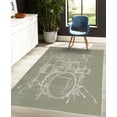 thumbnail image 4 of Rock Music Decorative Rug, Doodle Drawing Sketch Drummer Musical Inspirations Monochrome Arrangement, Quality Carpet for Bedroom Dorm and Living Room, 6 Sizes, Dark Eggshell, by Ambesonne, 4 of 4