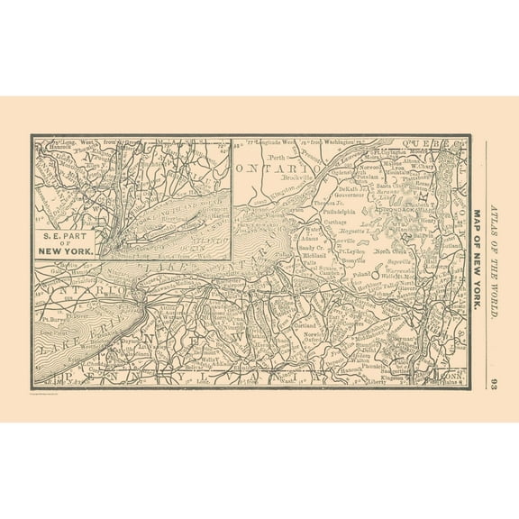 Historic State Map - New York - Alden 1886 - Vintage Wall Art