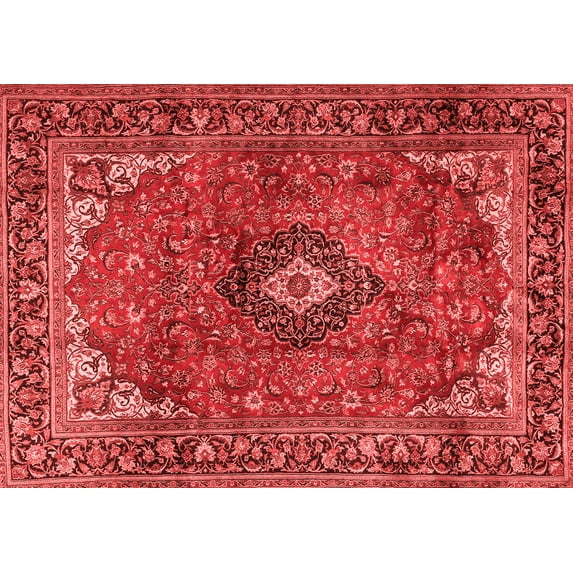 Ahgly Company Indoor Rectangle Medallion Red Traditional Area Rugs, 7' x 10'