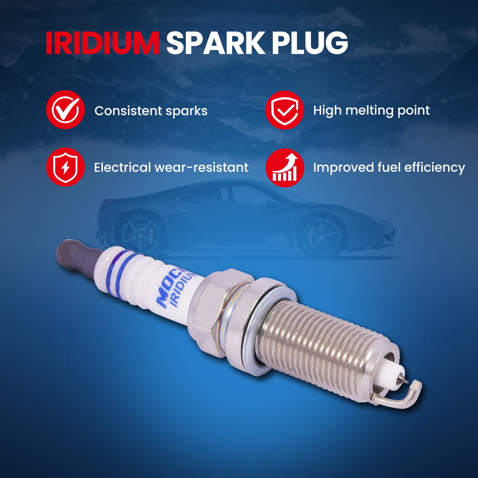 MOCA AUTOPARTS 16PCS Spark Plugs Fit for 2009-2023 Chrysler 300 5.7L & 2008-2010 Dodge Ram 1500 4.7L & 2011-2018 Ram 2500 5.7L