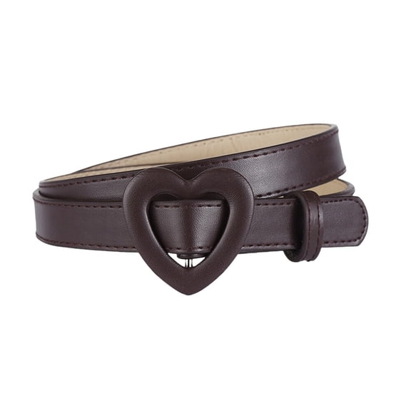 Girl Kid Children Heart Buckle Faux Leather Skinny Waist Belt Dress Waistband