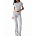 thumbnail image 2 of Solid Color Slim Fit Short Sleeve Trousers Suit Gray M, 2 of 9
