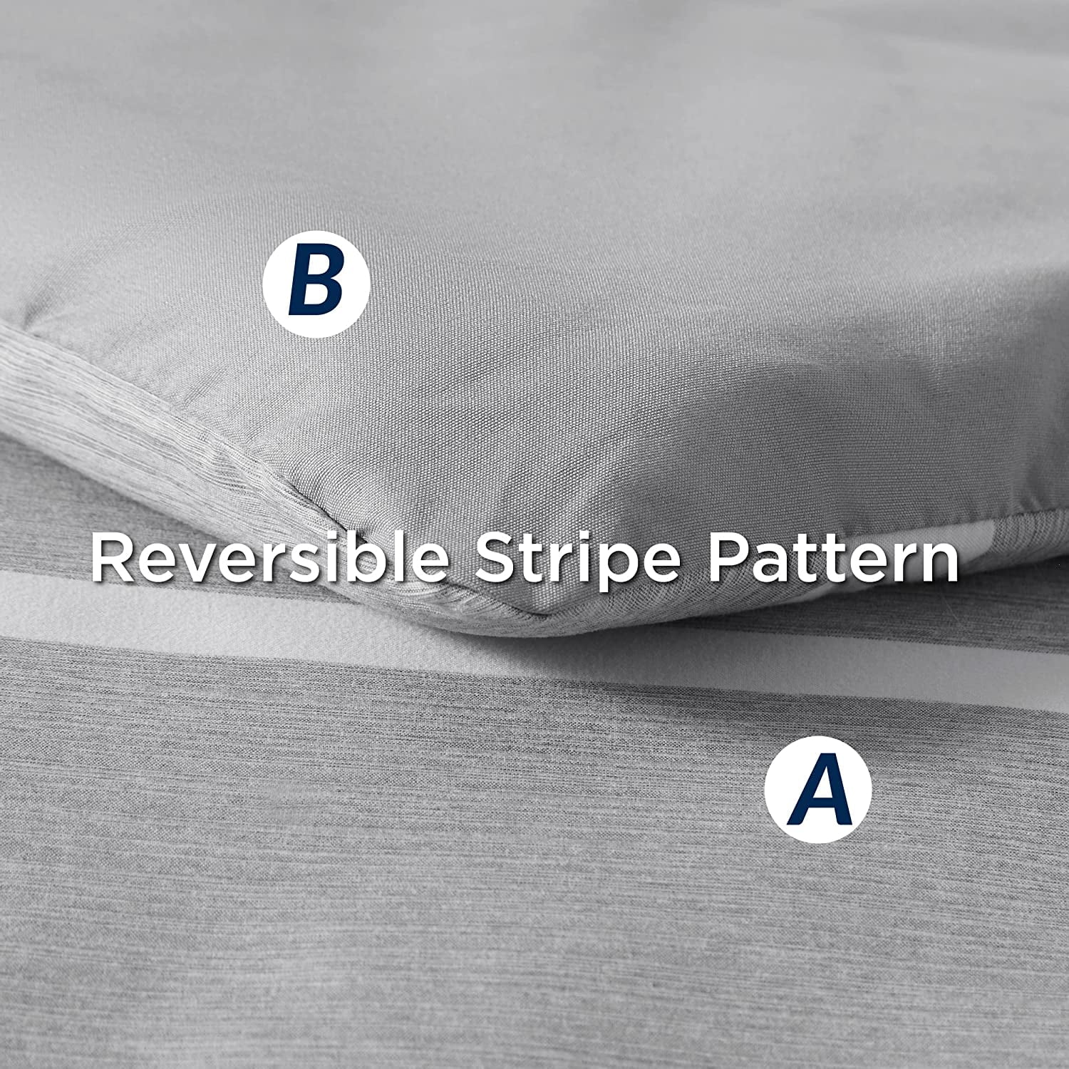 Cozy Comfort 7-Pieces Grey White Striped Comforter Bed-in-a-Bag, Queen