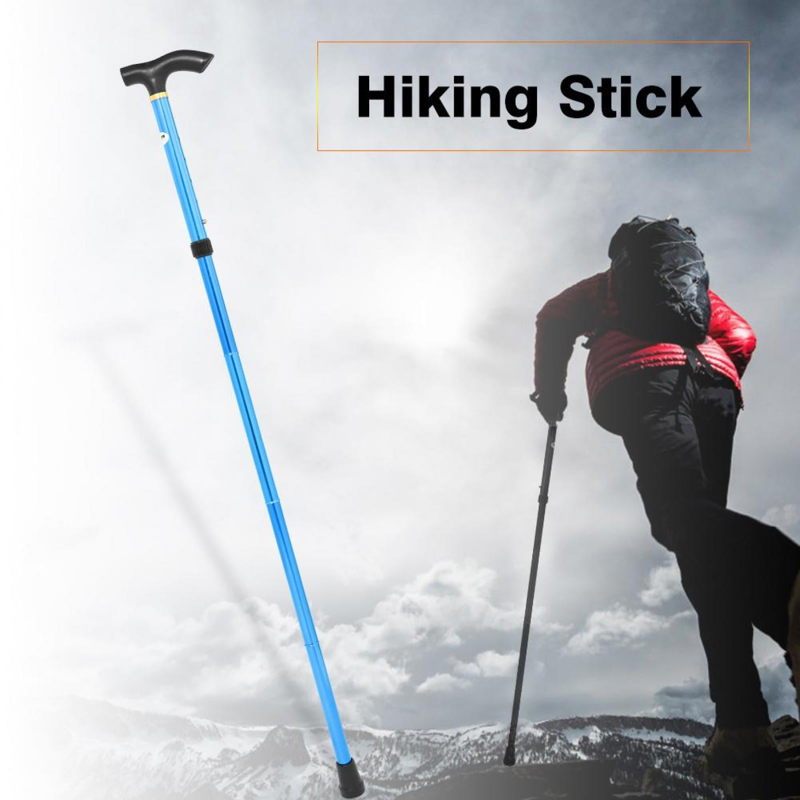 Tebru Metal Cane,Aluminium Alloy Telescopic Lightweight AntiSkid Walking Cane Trekking