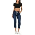 thumbnail image 3 of Hirigin Women' s Mid Rise Skinny Jeans Drawstring Elastic Waist Denim Pants Female Casual Jeans, 3 of 4
