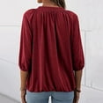 thumbnail image 4 of Women Blouses Womens Button down Shirts Short Sleeve Teacher Graphic Tees for Womens Short Sleeve Tunic Tops for Leggings Long Blouses Women Dressy Long Athletic Top Ladies Dress Tops Wine S, 4 of 8