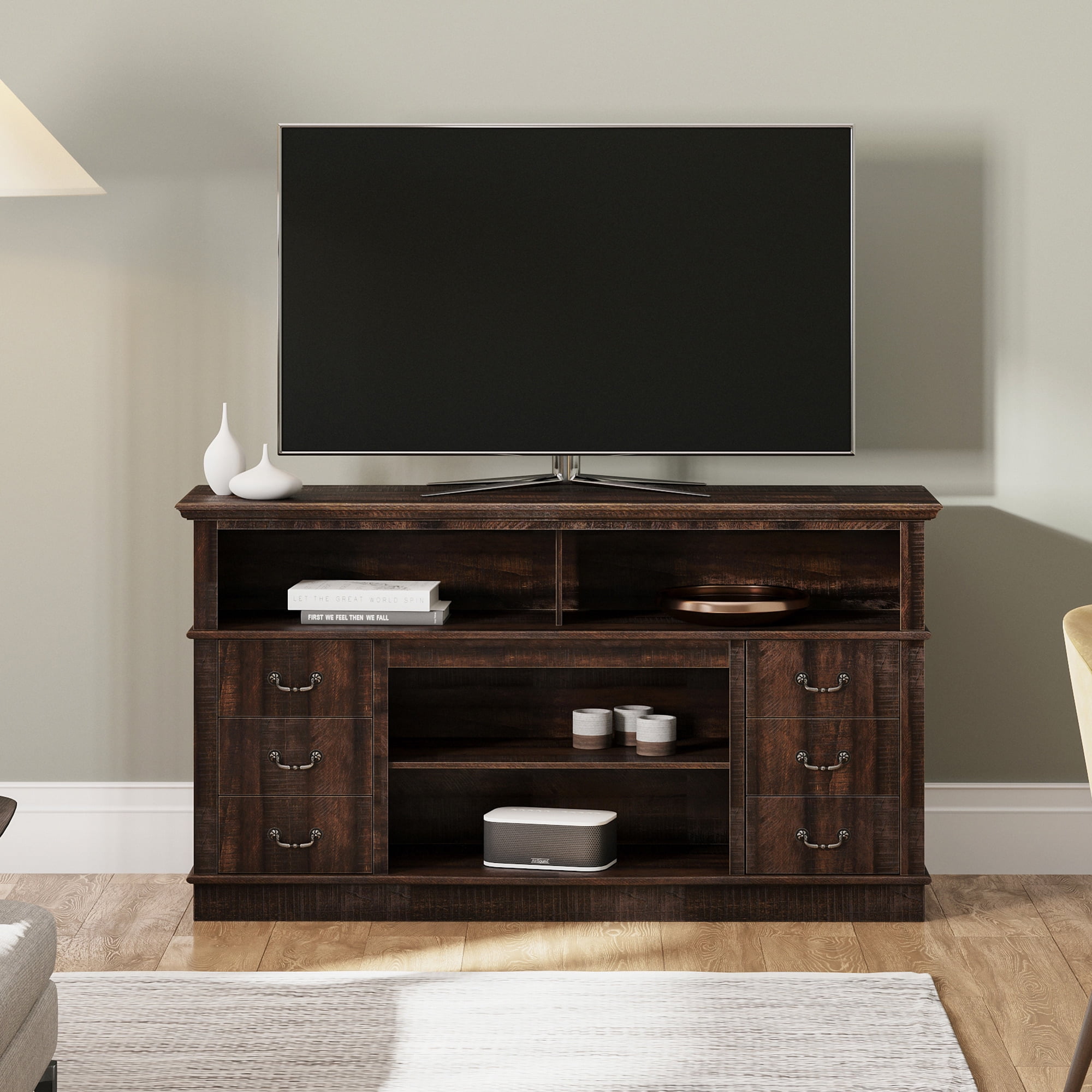 BELLEZE TV Stand Media Entertainment Center Stoneford (Espresso