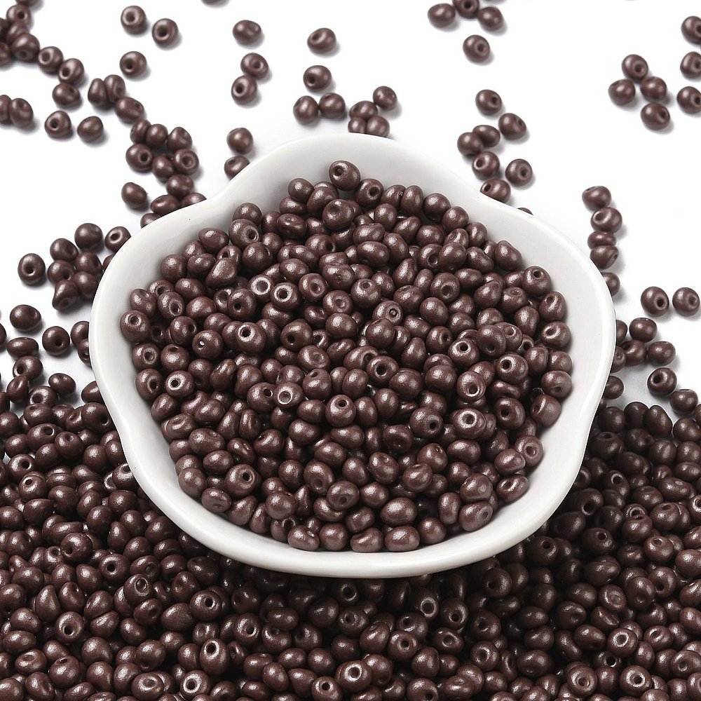 1pound 6/0 Glass Seed Beads Opaque Colours Luster Teardrop Coconut Brown 4~5x4~4.5x3~4mm Hole: 0.8~0.9mm about 5625pcs/pound