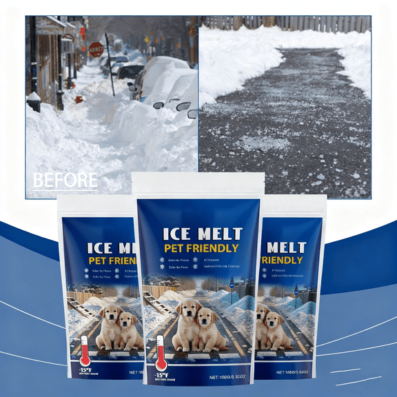 JLFNYA 3 Pcs Pet Safe Ice Melt, Ice Melt Pet Friendly, Snow Salt Ice Melt for Concrete, Snow Melt Pet Friendly for Driveways & Sidewalks, Snow Melting Agent, Snow Season Essential