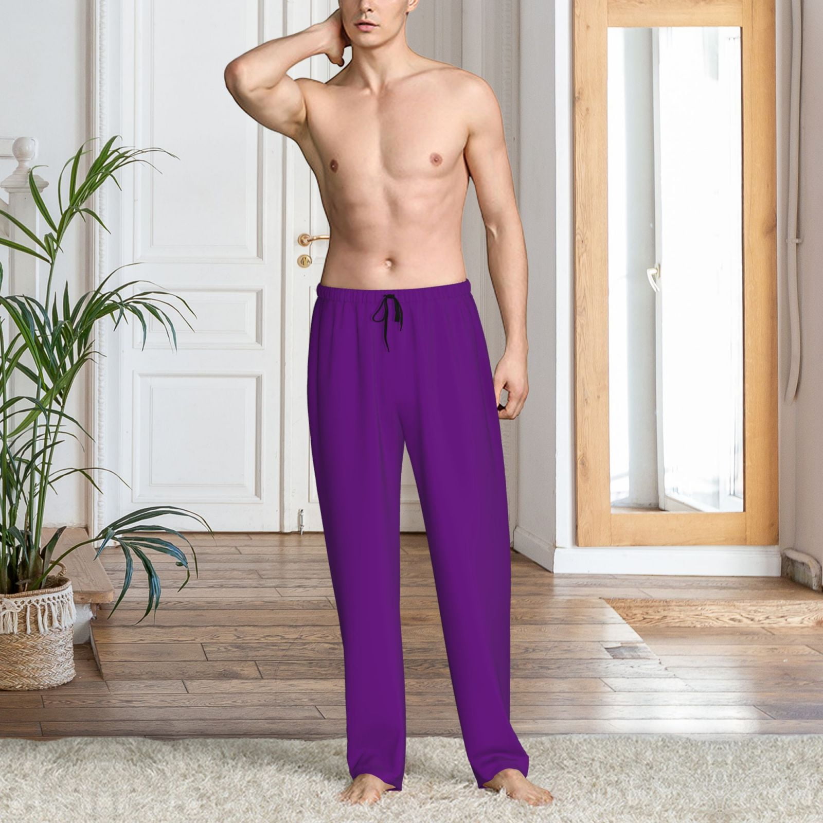 Junzan Men'S Pajama Pants Purple Sleepwear Pants Pj Bottoms