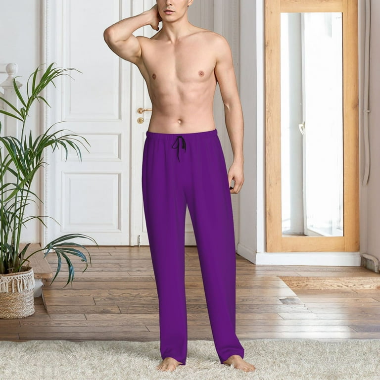 Junzan Men S Pajama Pants Purple Sleepwear Pants Pj Bottoms Drawstring And Pockets