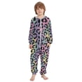 thumbnail image 2 of Soft Big Kids Onesie Pajamas Cozy Loose-Fit Jumpsuits for kids with Pockets for Christmas Lounge & Play Rainbow Colors Leopard Print, 2 of 8