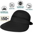 thumbnail image 2 of Women Sun Hat UPF 50+, Zip Off Sun Hat Visor, Ponytail Sun Protection Hat Golf Beach Travel Packable(Black), 2 of 6
