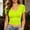 Yellow, variant on Sevevn Women's Side Ruched Fitted Crop Tee Deep V Neck Short Sleeve Soft Stretchy Casual Slim T Shirt Light Blue L