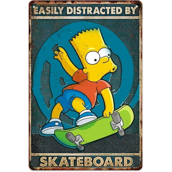 Bart Simpson Skateboard Jigsaw Puzzles 35 Piece For Adults -Easily Distracted By Skateboard Wooden Puzzle Fun Games Stress Relief Toys For Home Decor Living Room Decor