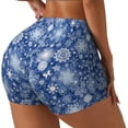 thumbnail image 1 of Fotbe whiet Snowflake blue background Shorts Sin Costuras – Shorts Deportivos de Cintura Alta para Mujer, Elásticos para Gimnasio, Yoga, Running o Ciclismo-XX-Large, 1 of 8