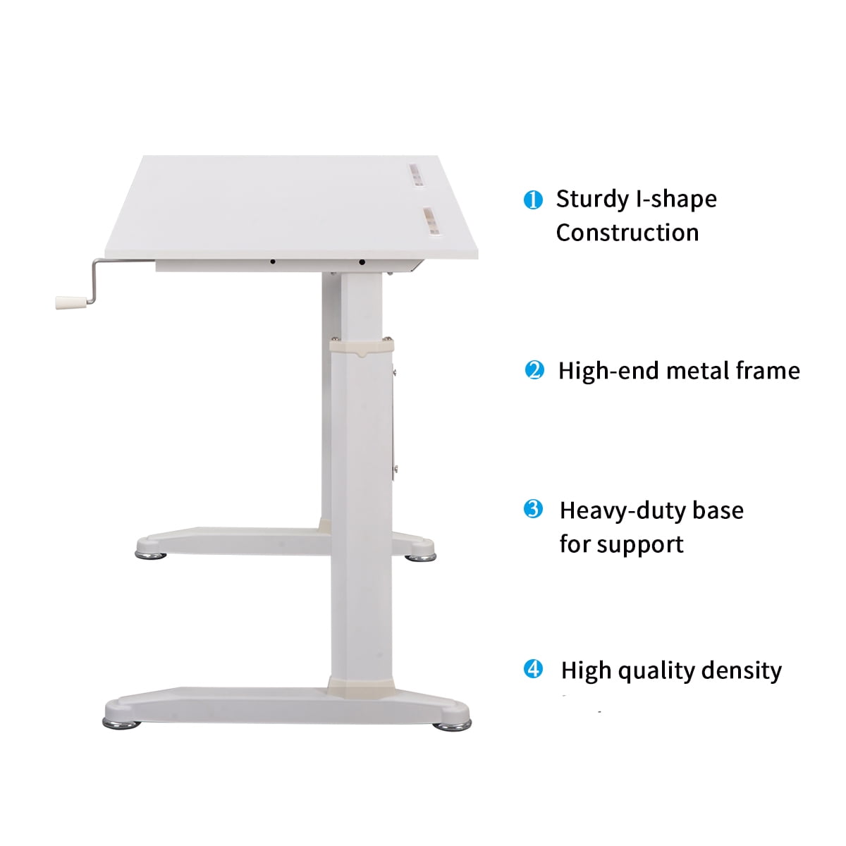 Kepooman Modern Height Adjustable Standing Desk with Crank Handle for Home Office, 47.2"L x 23.6"W x 28.7-44.5"H, White Kepooman Modern Height Adjustable Standing Desk with Crank Handle for Home Office, 47.2"L x 23.6"W x 28.7-44.5"H, White