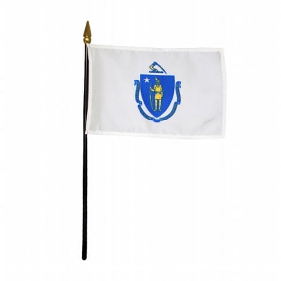 Annin Flagmakers 150020 4 x 6 in. Eb Massachusetts Mounted, Pack Of 12