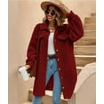 thumbnail image 5 of Women'S Teddy Fleece Coat-Plush Oversized Long Cardigan, Cozy Winter Fuzzy Outwear for Casual Style Wine Red XL, 5 of 9