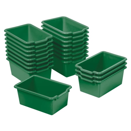 ECR4Kids Scoop Front Plastic Storage Bins Multipurpose Organization Green 20-Piece