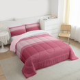 thumbnail image 4 of Manfei Chic Stripes Ombre Bedding Comforter Set, Fashion Pink Abstract Art Twin Comforter Sets, Teens Kids Adult Men Women Reversible Bedding Set, Lightweight Room Decor, 2-Piece, 4 of 9