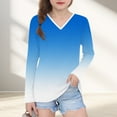 thumbnail image 2 of zbxnLI Teen Girls T-Shirts Gradient Long Sleeve Tee Fall Winter Basic Shirts Casual Tops for Little & Big Girls, 2 of 8