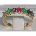 thumbnail image 2 of LBG 14k Yellow Gold Natural Multi Gem and Diamond Womens "DEAREST" Eternity Ring - Size 5.5, 2 of 4