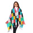 thumbnail image 3 of FORMRS Womens Scarf Winter Soft Long Big Warm Shawls Wrap Tassel Scarves, Blue Checkered Pattern, 3 of 9