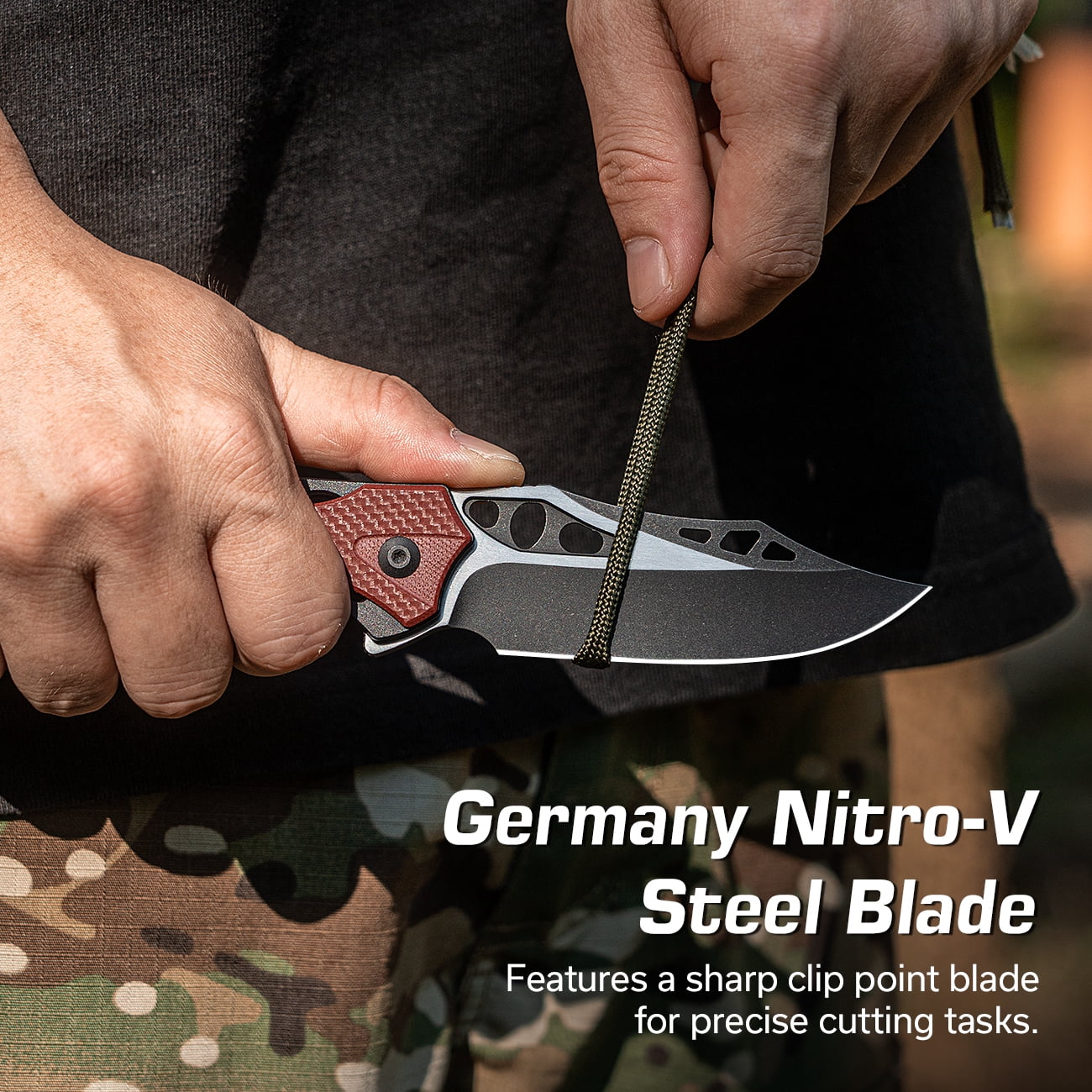CIVIVI Biophase Pocket Folding Knife with 3.48" Nitro-V Blade, Black Aluminum with Burgundy Coarse G10 Handle C23083C-1
