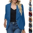 thumbnail image 1 of Tops de otoño para mujer,Chaqueta de traje de solapa de color liso para mujer, blazer ajustado de manga larga, poliéster y elastano, ropa informal de oficina, sopatenor, 1 of 7