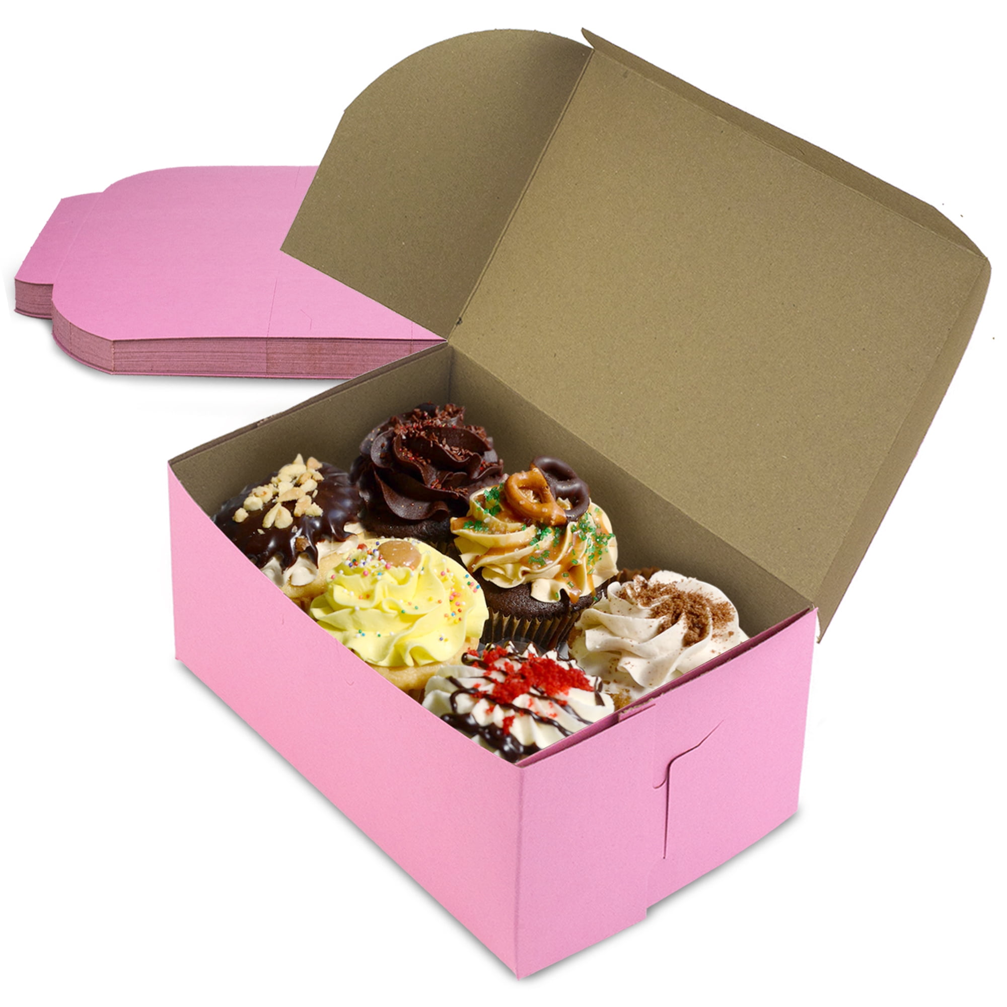 Bakery Boxes with Window 25 25 Pack 4x4x2.5 Inches Small Sweet Boxes Empty Gift Box with Bonus Best Wishes Stickers Cupcake Boxes 