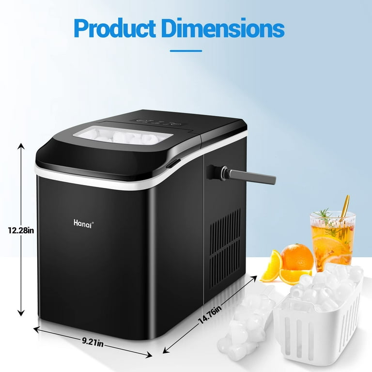 EDX Countertop Ice Maker, Self-Cleaning Portable Ice Maker Machine with  Handle and Ice Scoop, Bullet Ice Cubes, 9Pcs/6Min 26.5Lbs/24H for