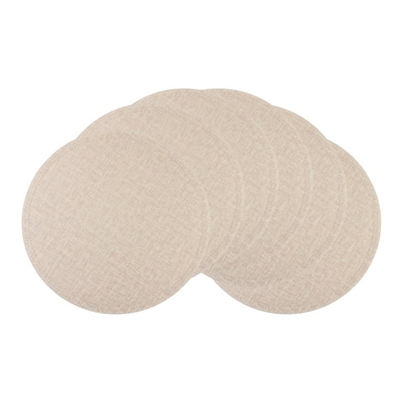 Unique Bargains Set of 6 PU Placemats for Kitchen Beige 15*15in