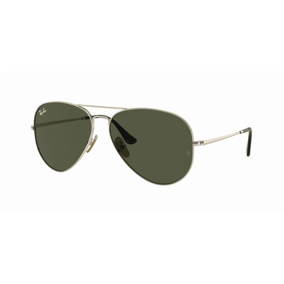 RAY-BAN RB8089 AVIATOR TITANIUM Pilot Shape Sunglasses Polished Arista Gold Frame | Green Lens 62mm