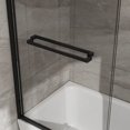 thumbnail image 3 of PAPROOS 56” - 60” W X 58” H Sliding Shower Door, 1/4" (6mm) Clear Tempered Glass Double Bathtub Door, Aluminum Frame, Modern Tub Door with Stainless Steel Handle, SGCC Certified, Matte Black, 3 of 10