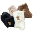 thumbnail image 6 of 5 Pairs Fuzzy Socks for Women Cute Highland Cow Embroidery Soft Fluffy Cozy Slipper Socks (Black One Size), 6 of 7
