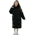 thumbnail image 2 of NAISIBABY Girls Parka with Fuzzy Hooded, Zip Up Windproof Thermal Winter Over Knee Length Puffer Coat Black 11T, 2 of 9