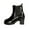 Black, variant on Brown Women Modern Sweet Cool Thick Heel Ankle Boots Fall Winter Pu Leather Comfortable Versatile Outdoor Daily Footwear