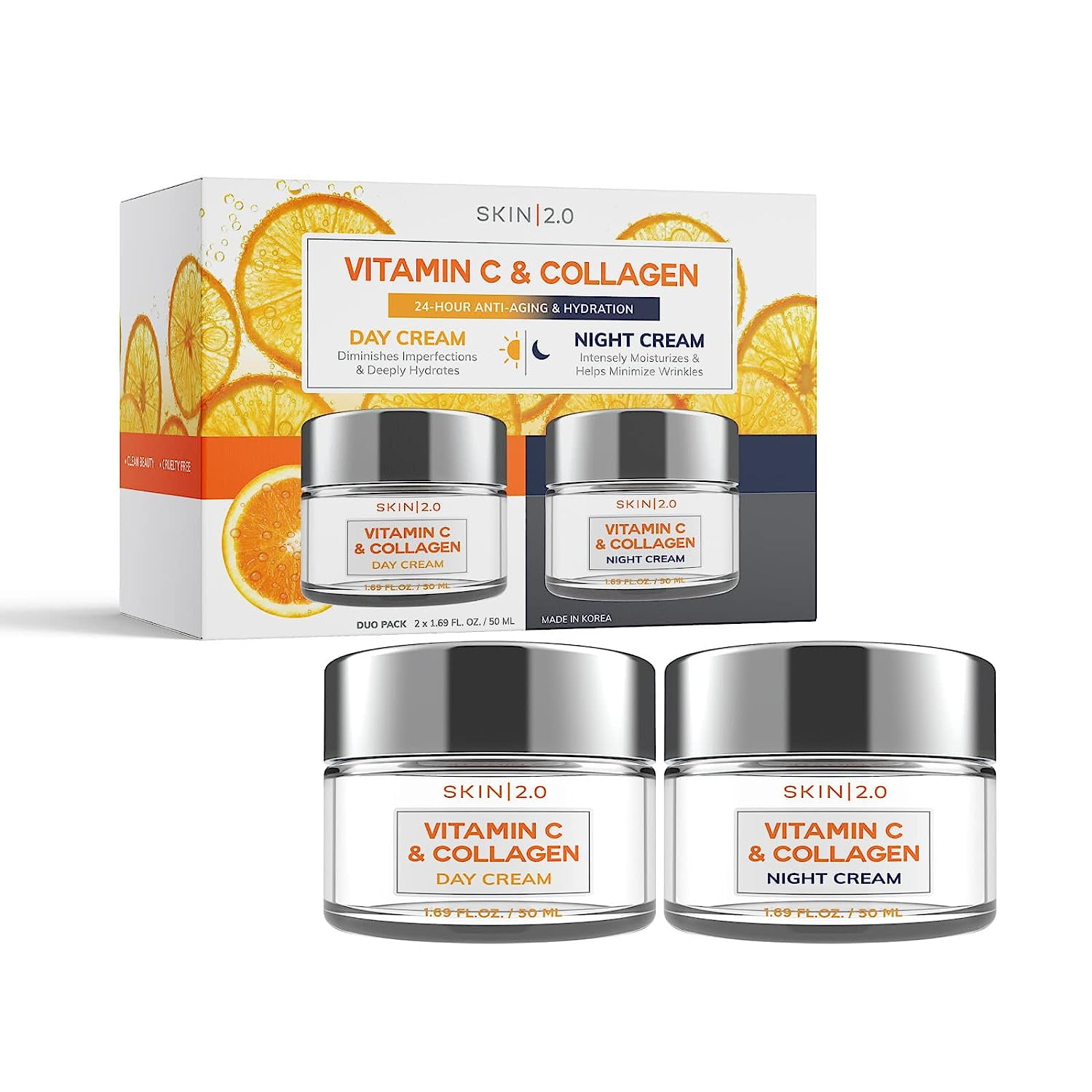 Skin 2.0 Vitamin C & Collagen Day/Night Moisturizer AntiAging Cream