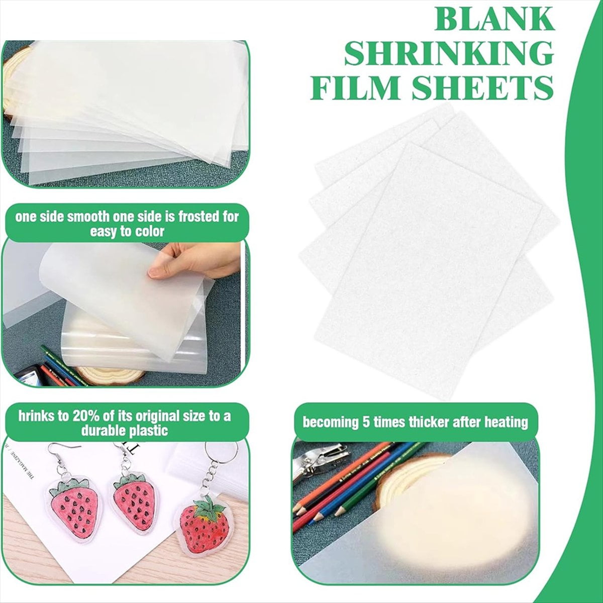 HOT 202Pcs Shrink Plastic Sheets Kit, Keychains Accessories, Earring Hooks,Tweezers,Lobster Clasp Cord for Handmade Crafting